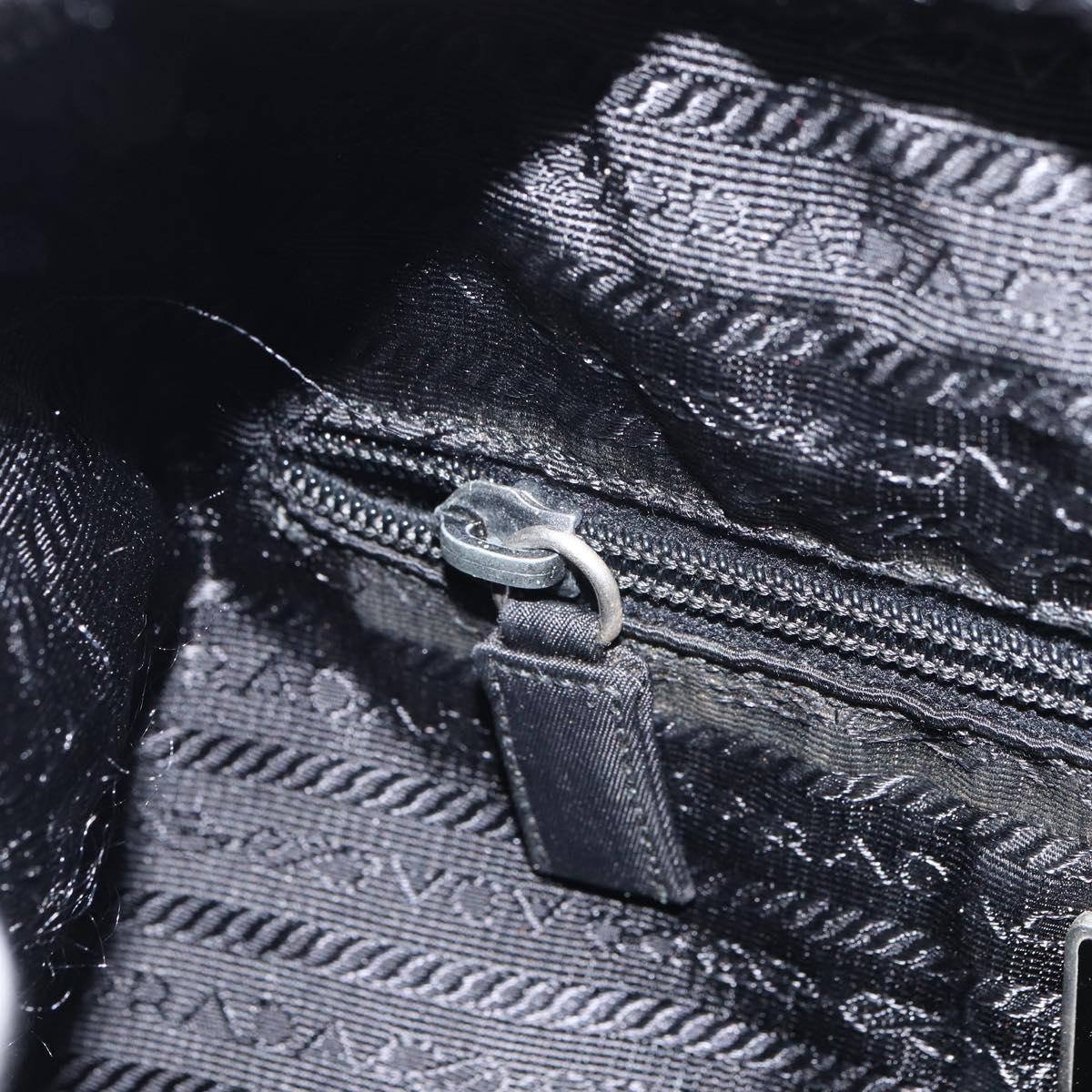 PRADA Hand Bag Nylon Black Silver Auth 156930