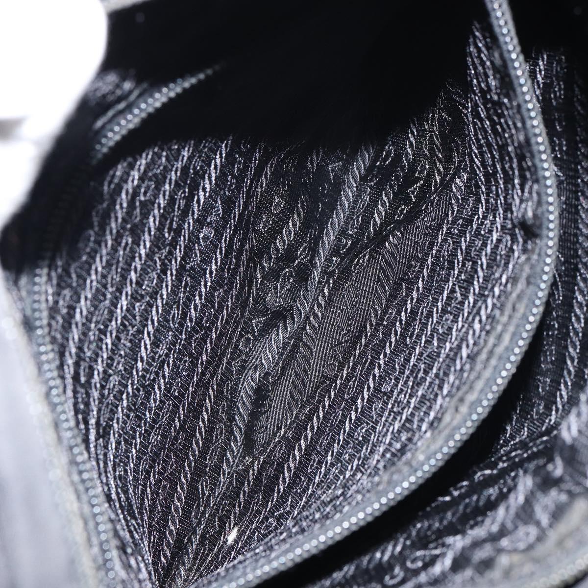 PRADA Hand Bag Nylon Black Silver Auth 156930