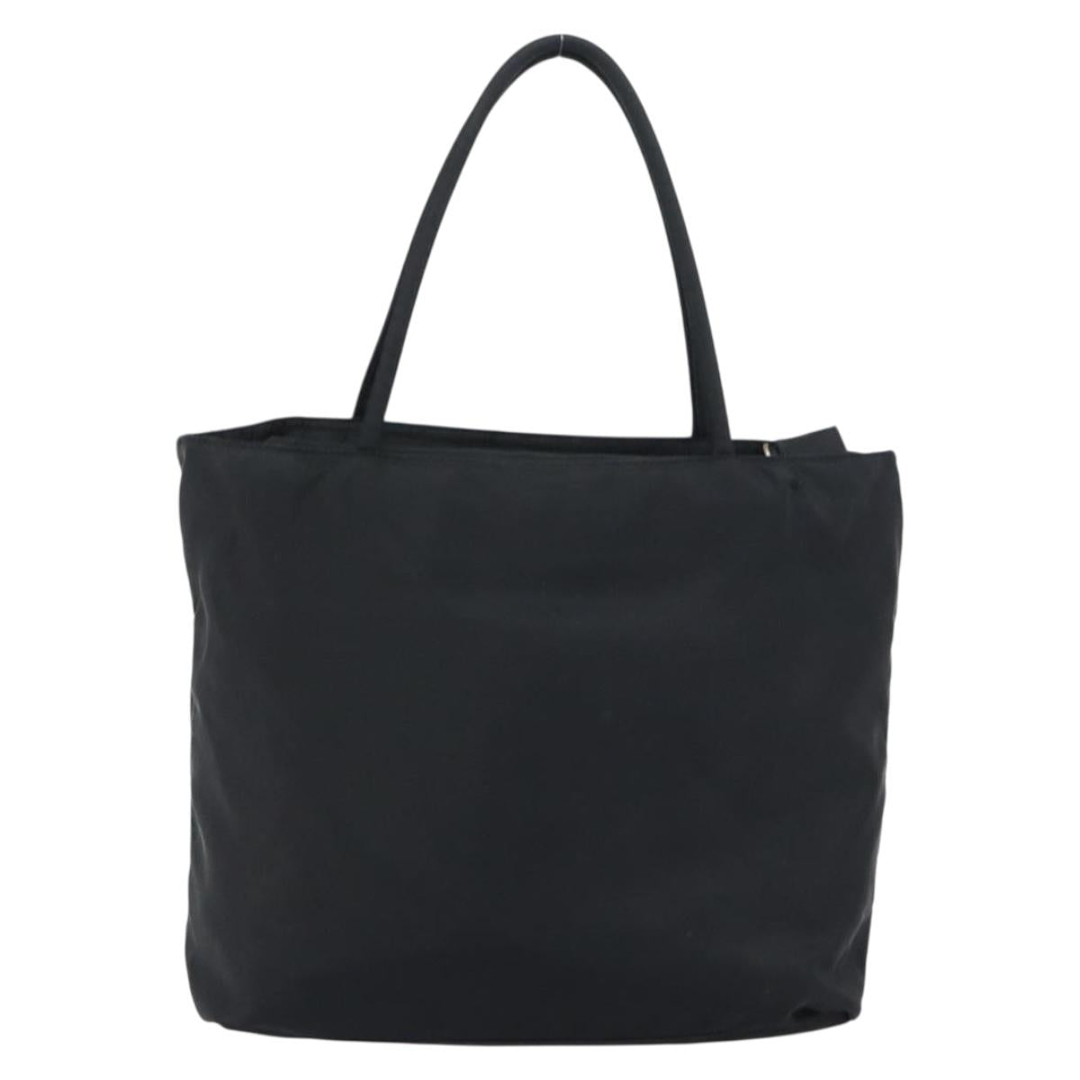PRADA Hand Bag Nylon Black Silver Auth 156930