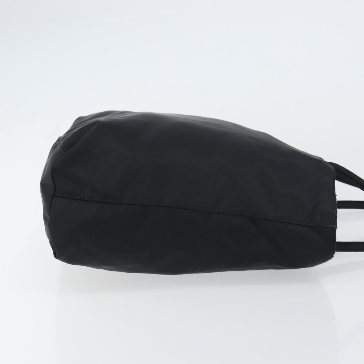 PRADA Hand Bag Nylon Black Silver Auth 156930