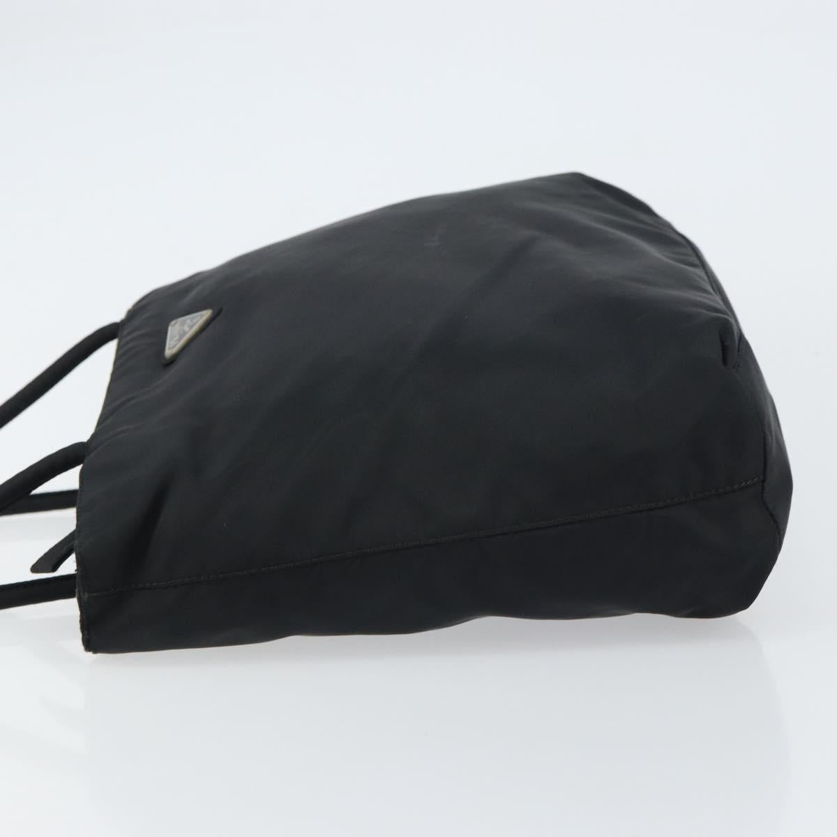 PRADA Hand Bag Nylon Black Silver Auth 156930