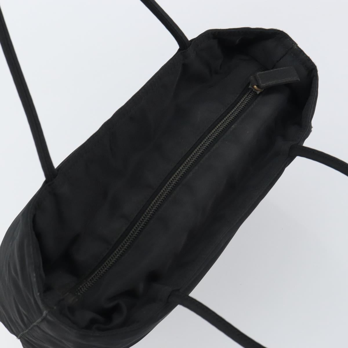 PRADA Hand Bag Nylon Black Silver Auth 156930