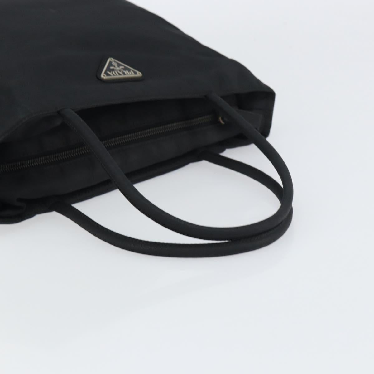 PRADA Hand Bag Nylon Black Silver Auth 156930