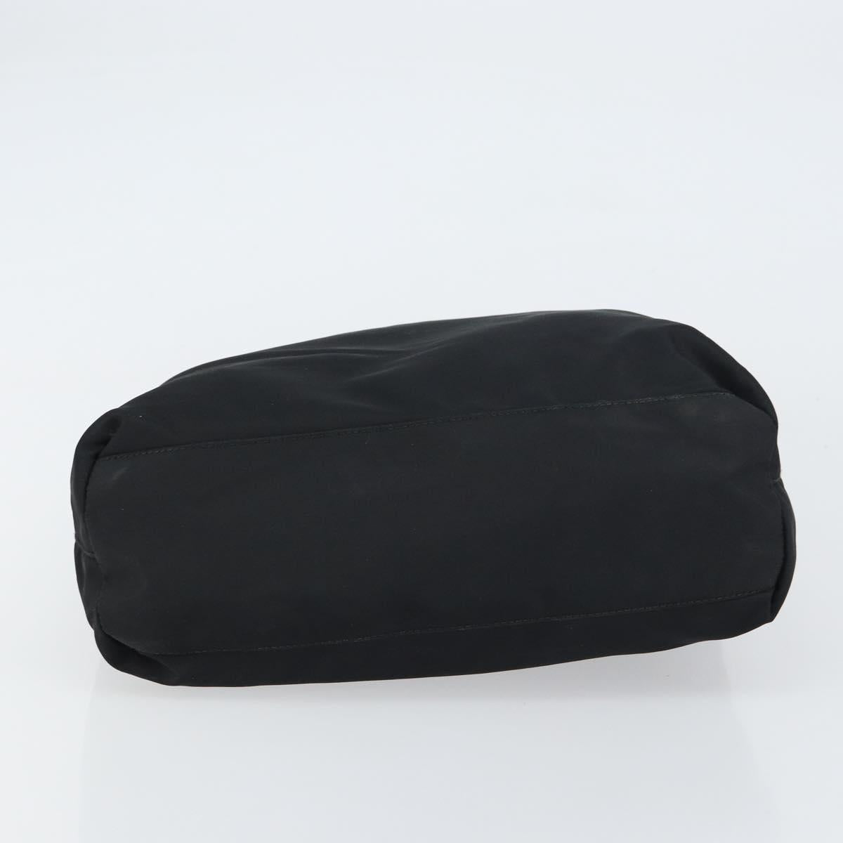 PRADA Hand Bag Nylon Black Silver Auth 156930