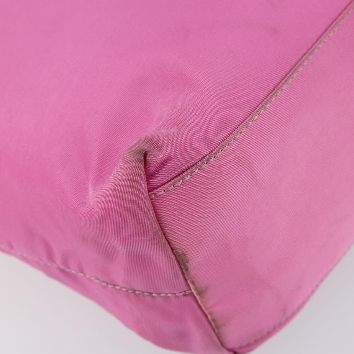 PRADA Tote Bag Nylon Pink Silver Auth 156931
