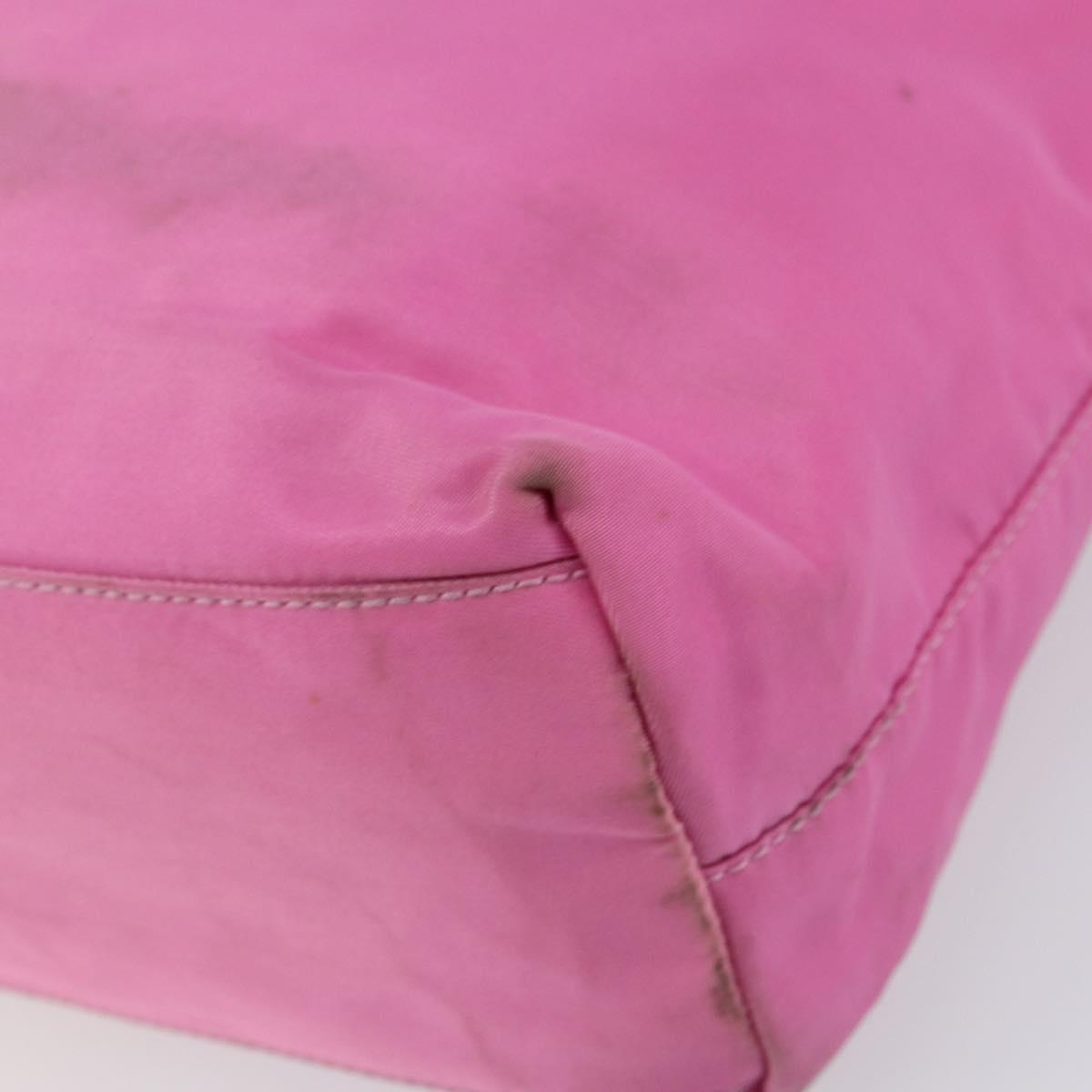 PRADA Tote Bag Nylon Pink Silver Auth 156931
