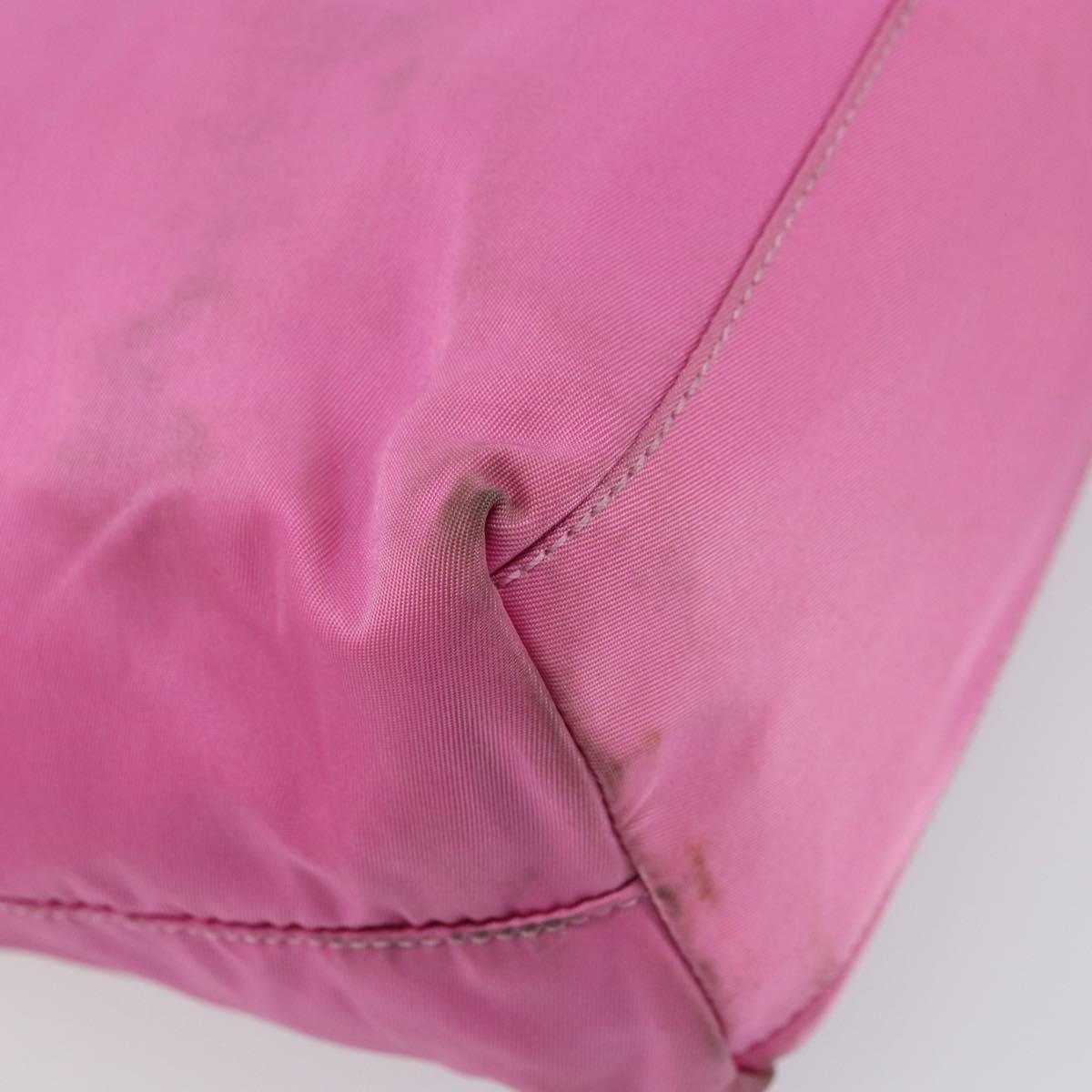 PRADA Tote Bag Nylon Pink Silver Auth 156931