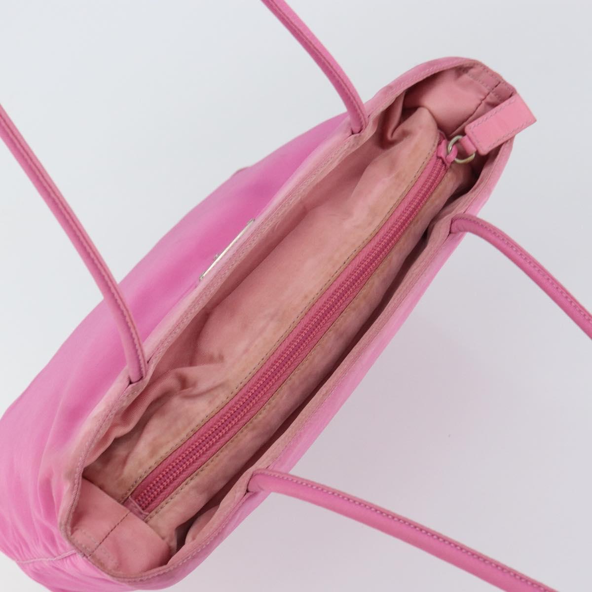 PRADA Tote Bag Nylon Pink Silver Auth 156931
