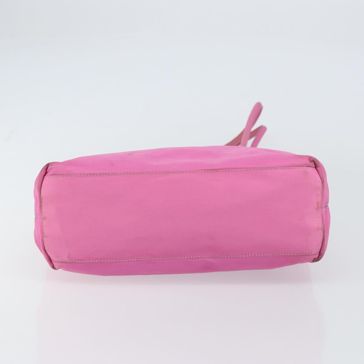 PRADA Tote Bag Nylon Pink Silver Auth 156931
