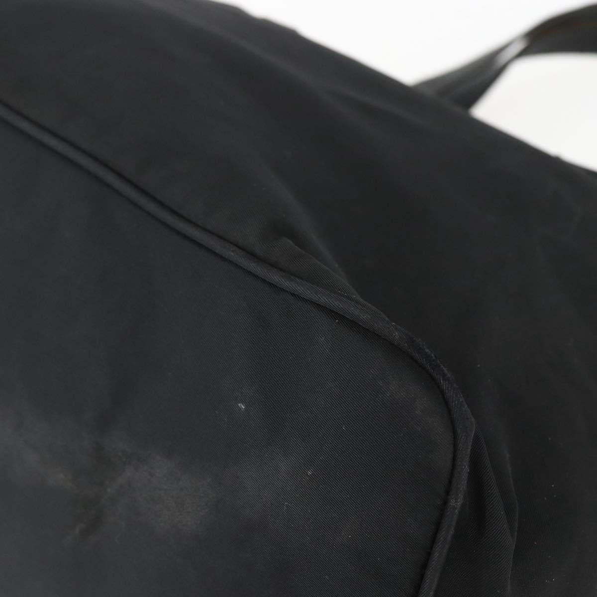 PRADA Tote Bag Nylon Black Silver Auth 156932