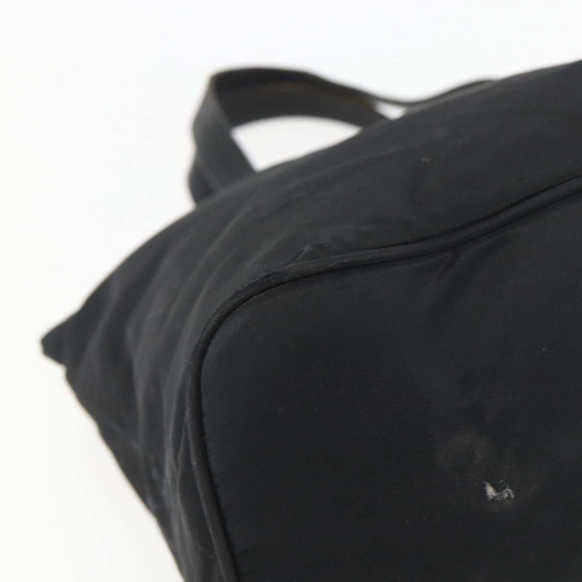 PRADA Tote Bag Nylon Black Silver Auth 156932