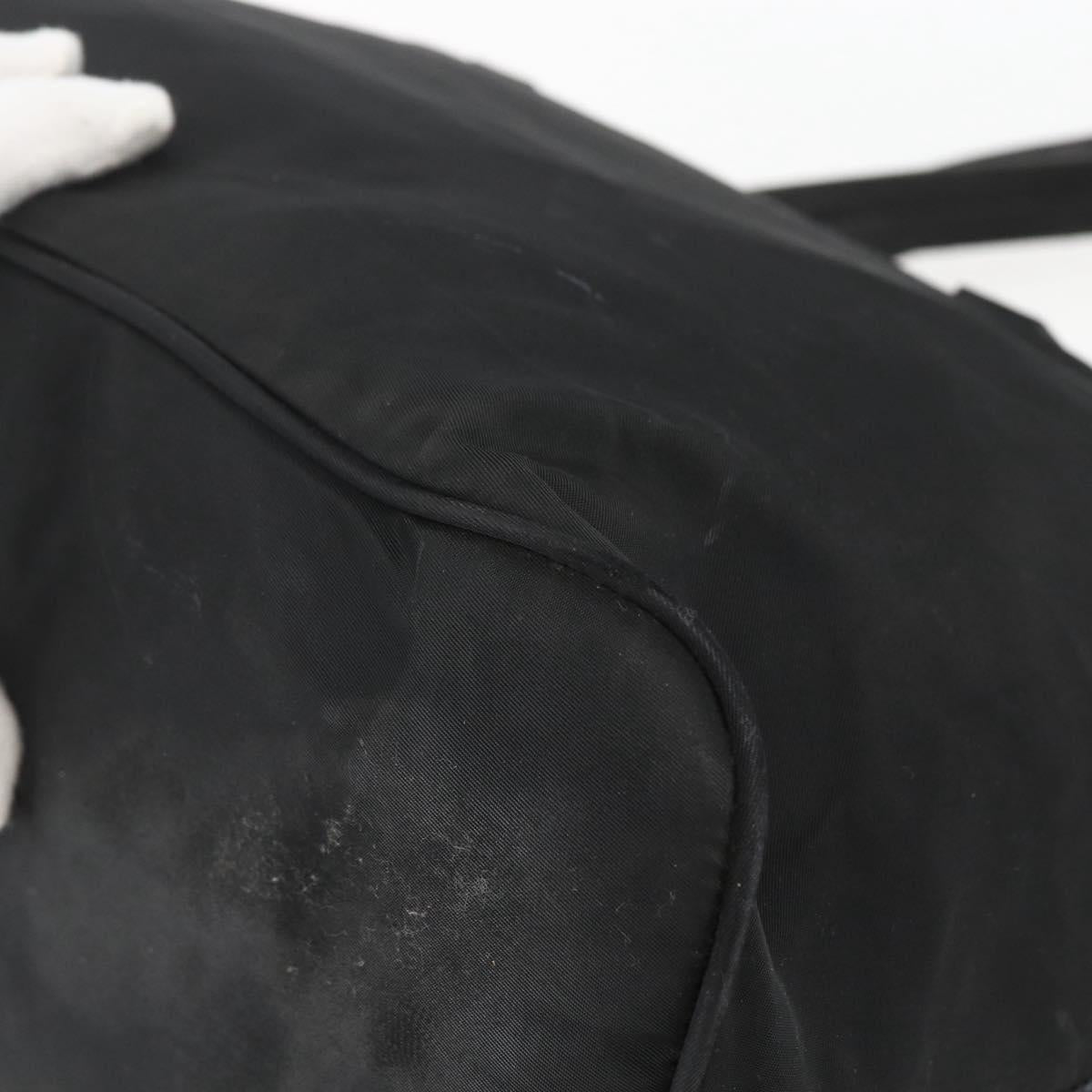 PRADA Tote Bag Nylon Black Silver Auth 156932