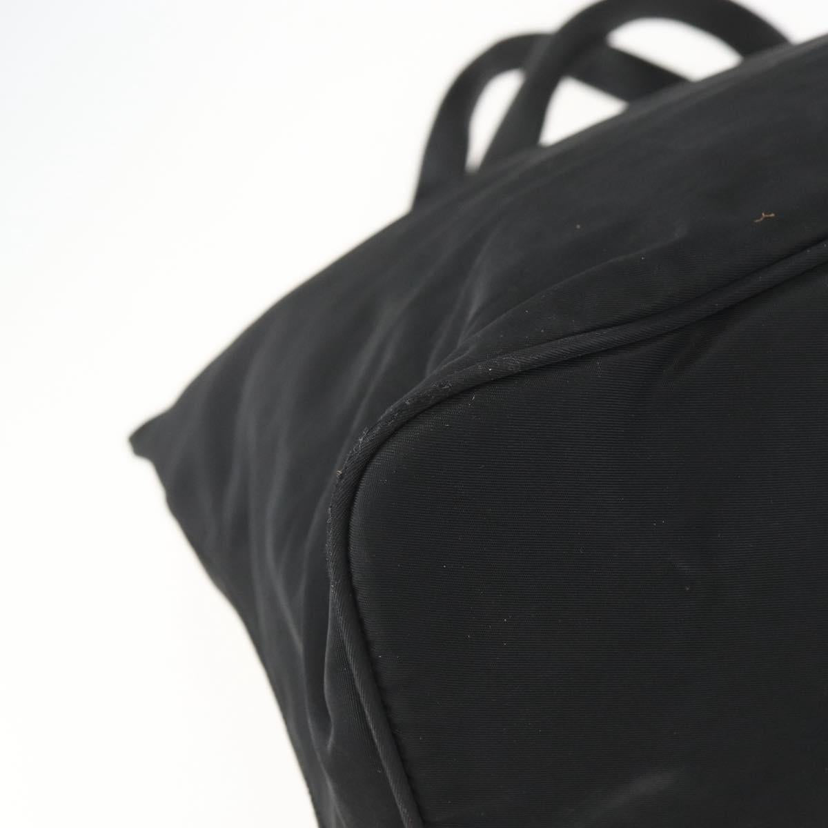 PRADA Tote Bag Nylon Black Silver Auth 156932