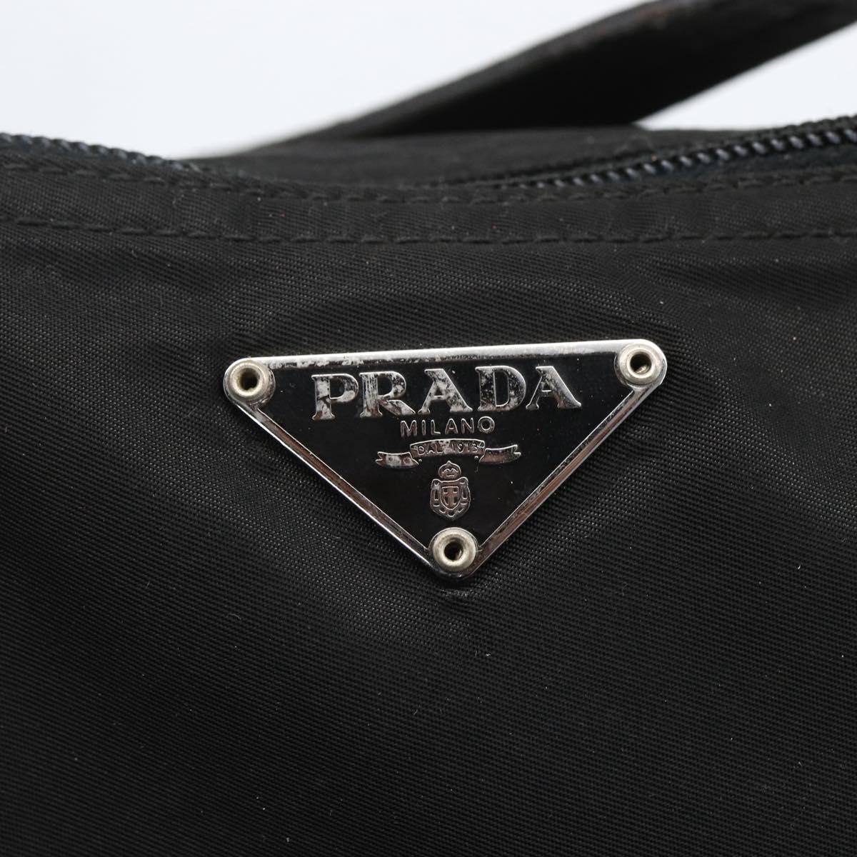 PRADA Tote Bag Nylon Black Silver Auth 156932
