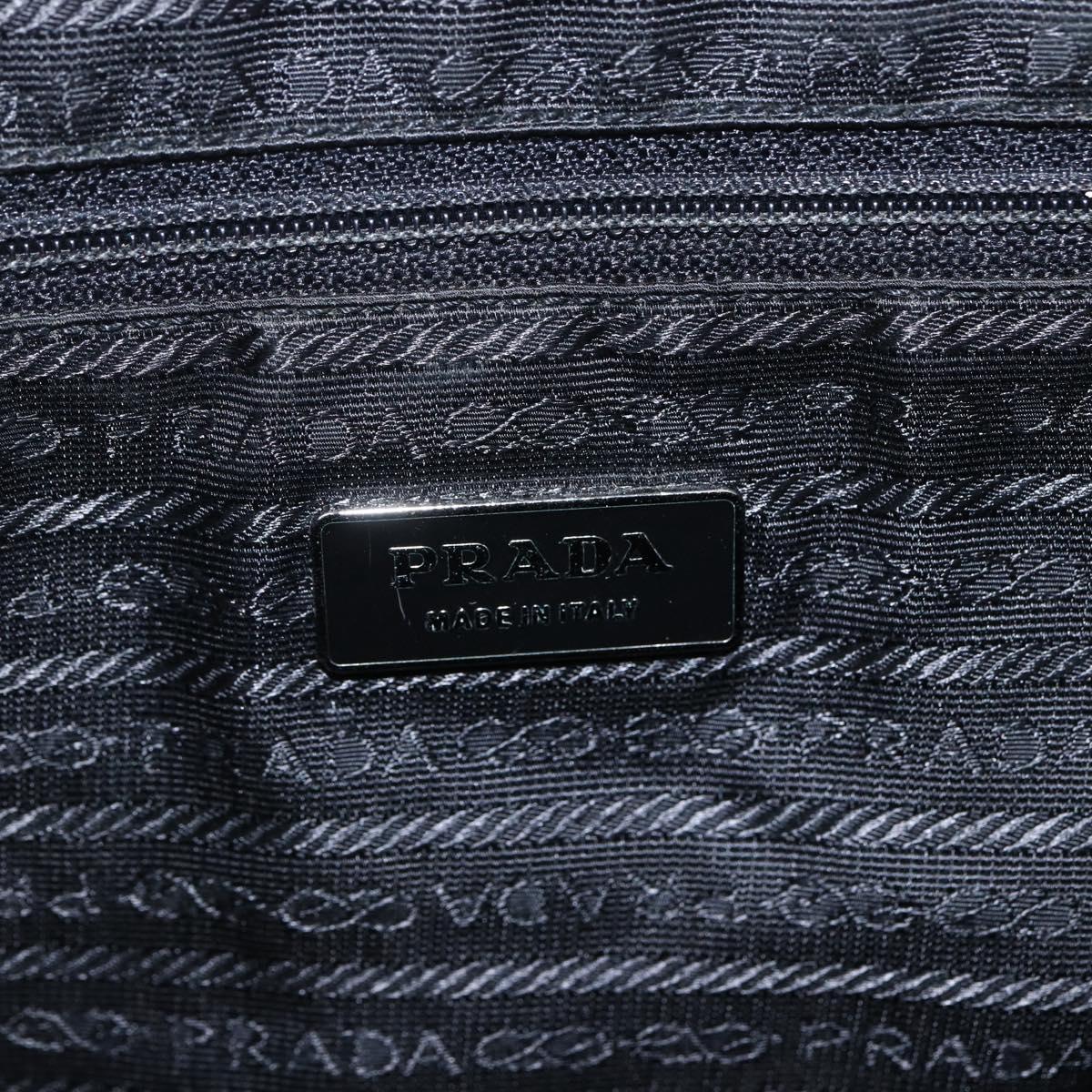 PRADA Tote Bag Nylon Black Silver Auth 156932