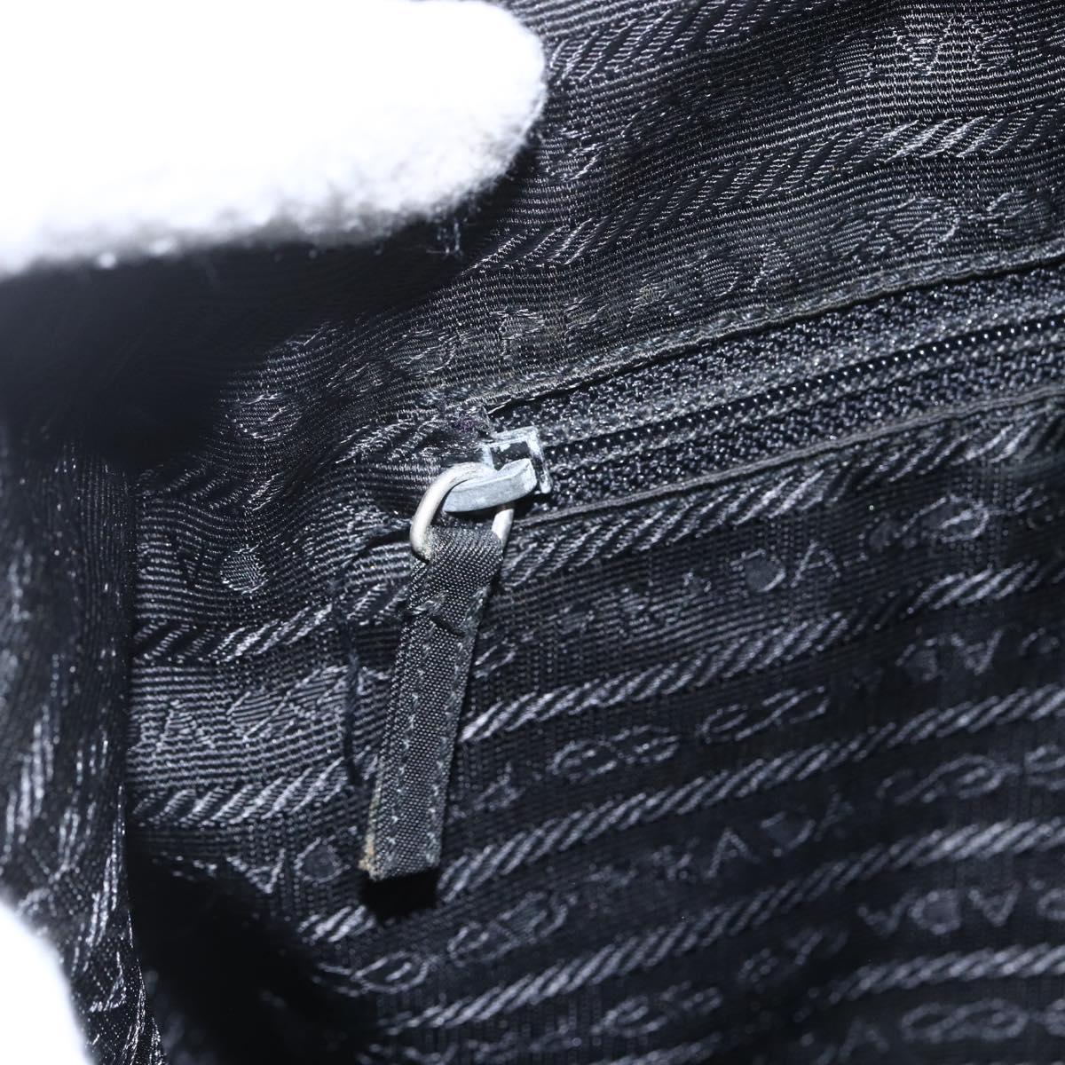 PRADA Tote Bag Nylon Black Silver Auth 156932