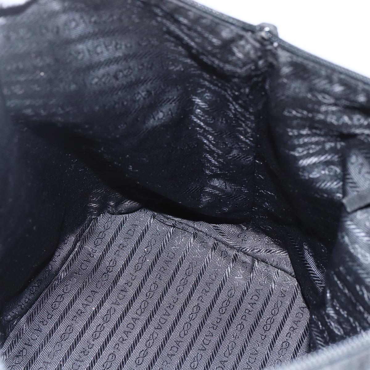 PRADA Tote Bag Nylon Black Silver Auth 156932