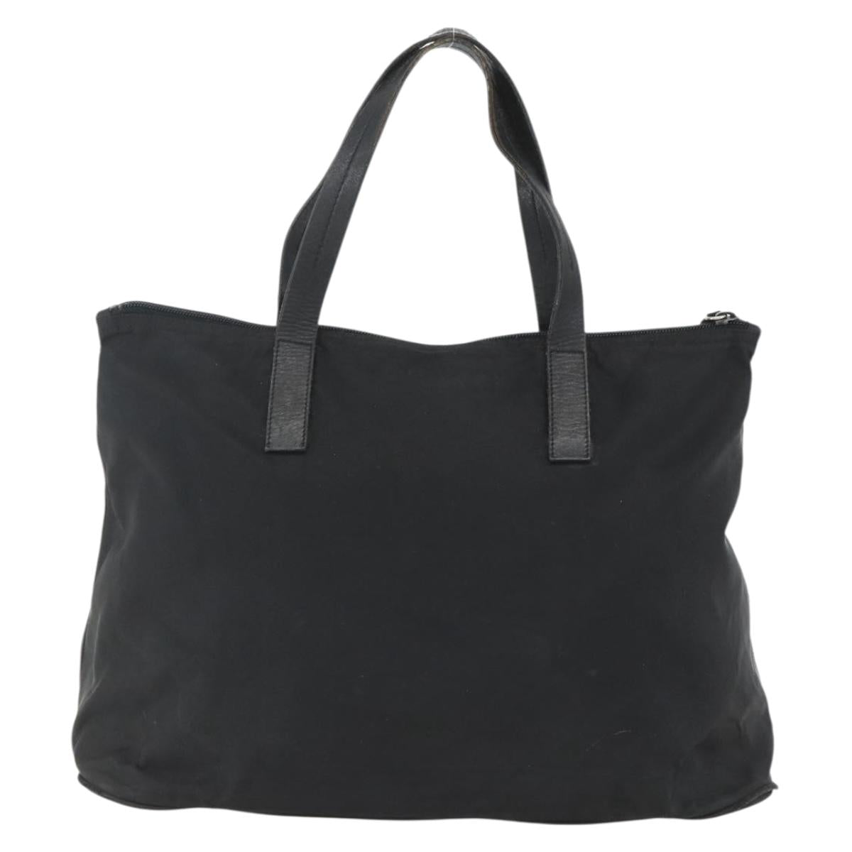 PRADA Tote Bag Nylon Black Silver Auth 156932