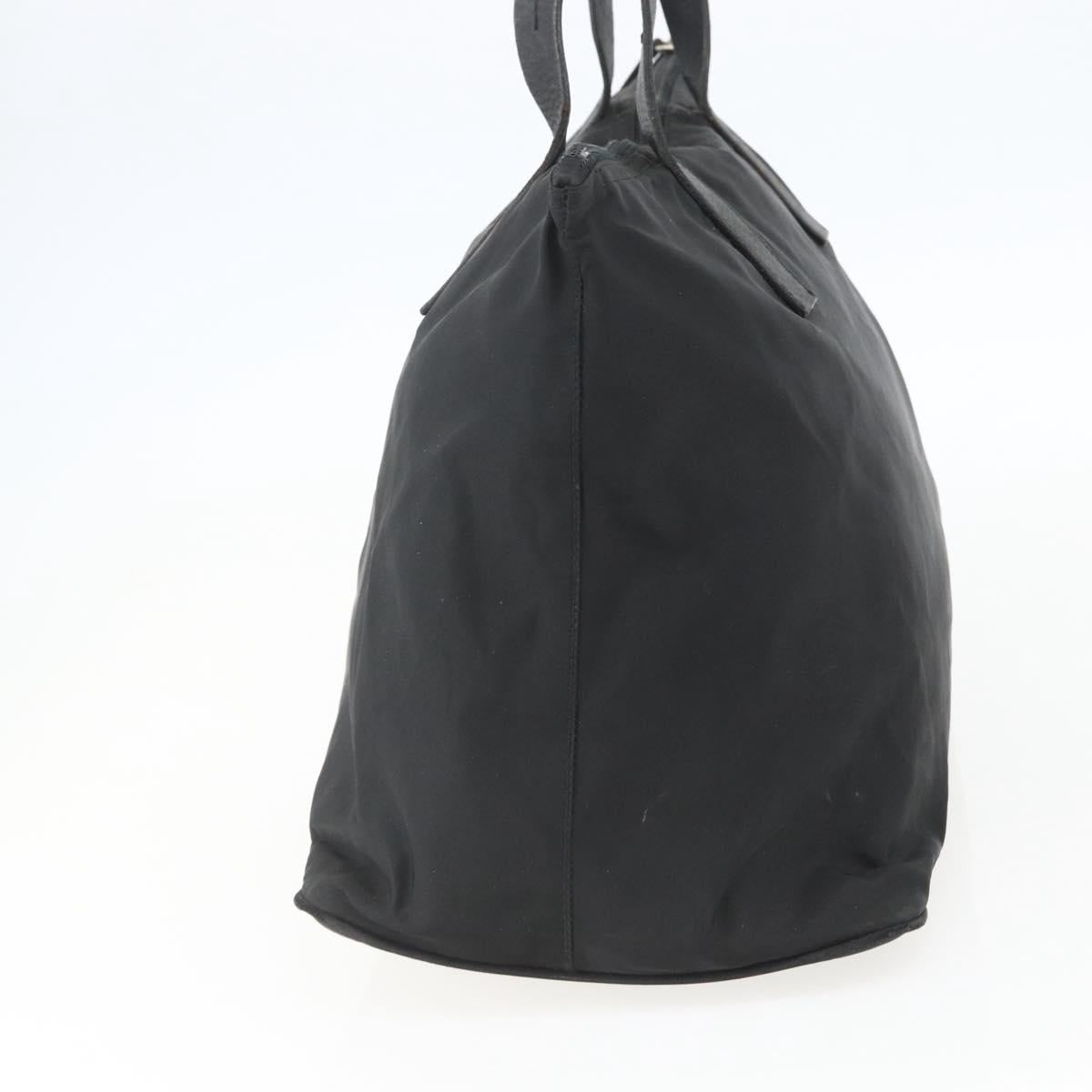 PRADA Tote Bag Nylon Black Silver Auth 156932