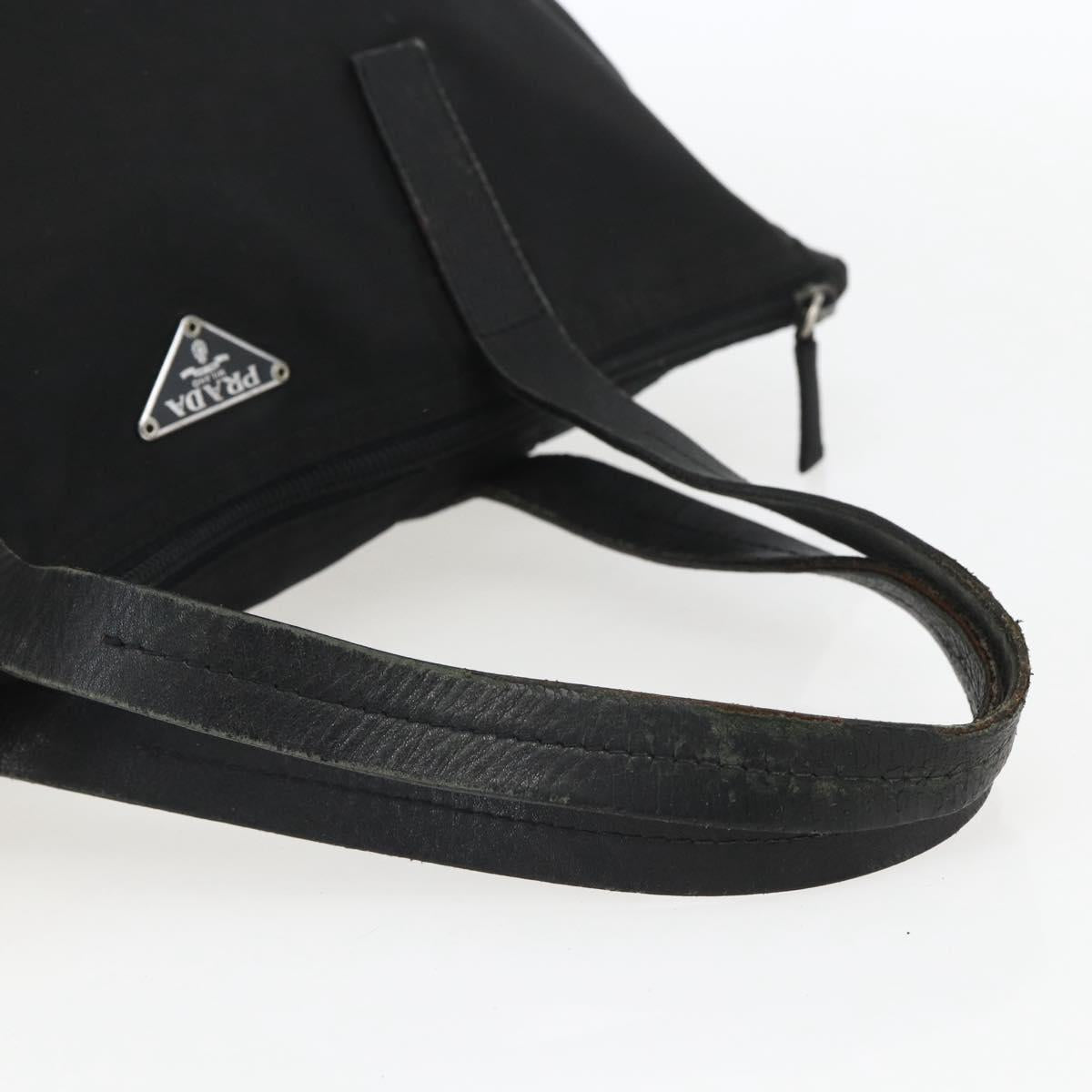 PRADA Tote Bag Nylon Black Silver Auth 156932