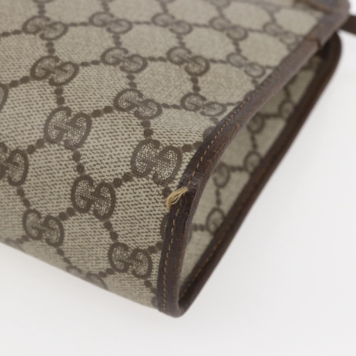 GUCCI GG Supreme Clutch Bag PVC Beige Gold 97 01 037 Auth 156937