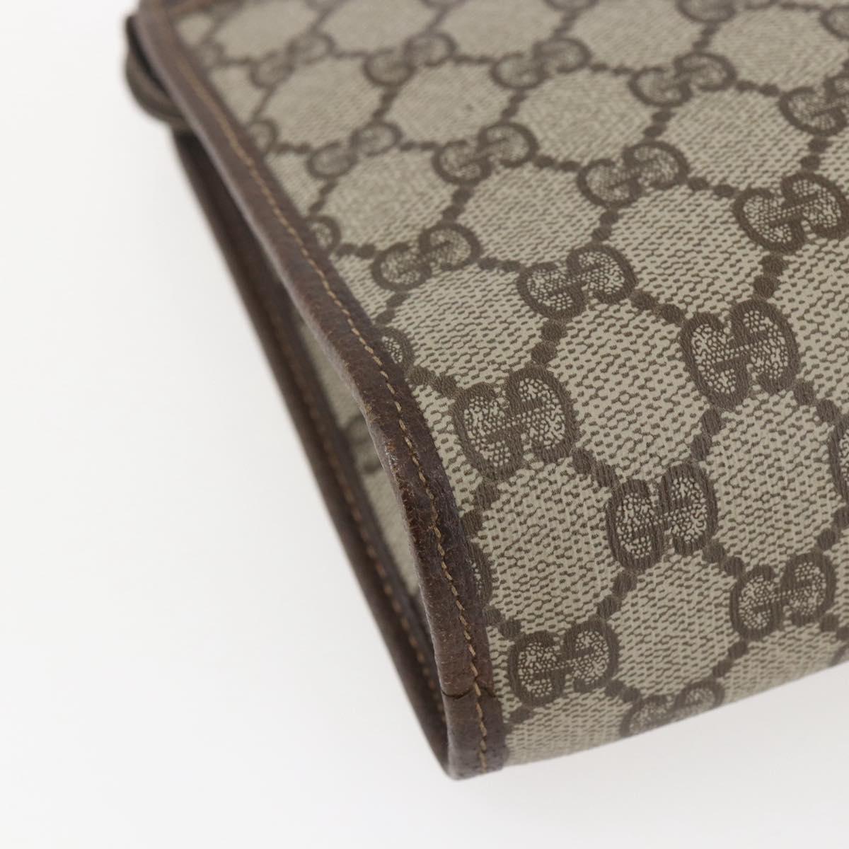 GUCCI GG Supreme Clutch Bag PVC Beige Gold 97 01 037 Auth 156937