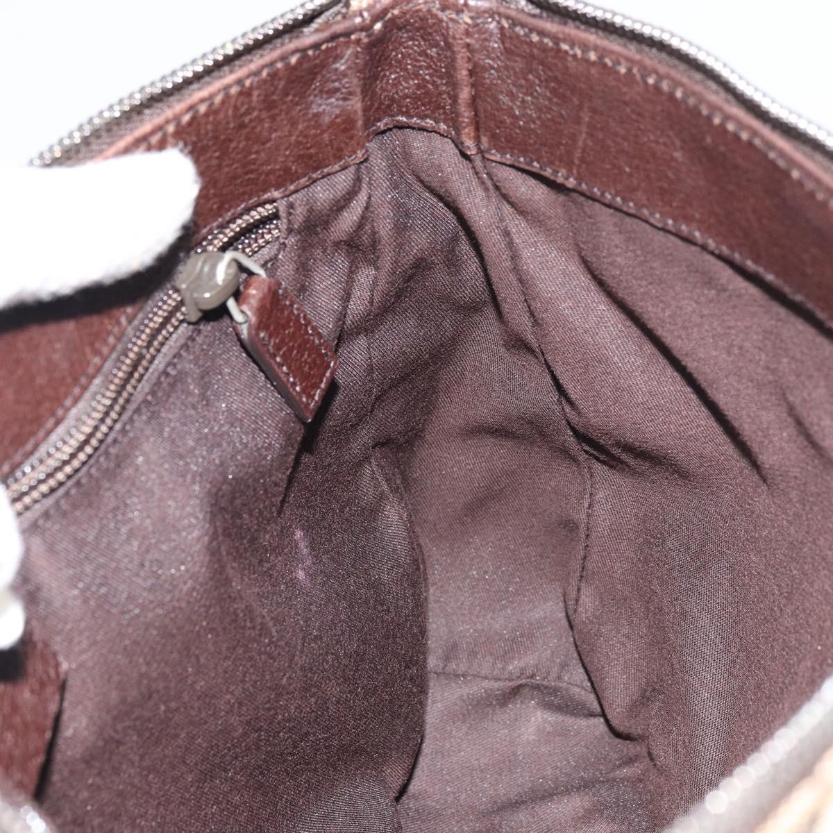 GUCCI GG Canvas Shoulder Bag Beige Silver 114273 Auth 156938