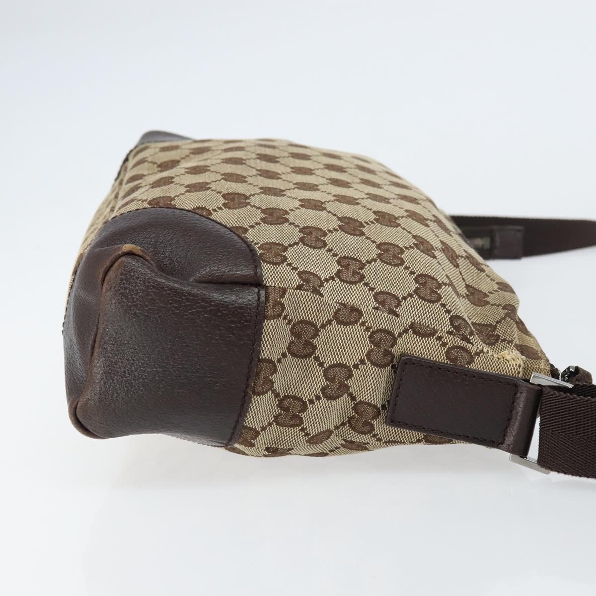 GUCCI GG Canvas Shoulder Bag Beige Silver 114273 Auth 156938