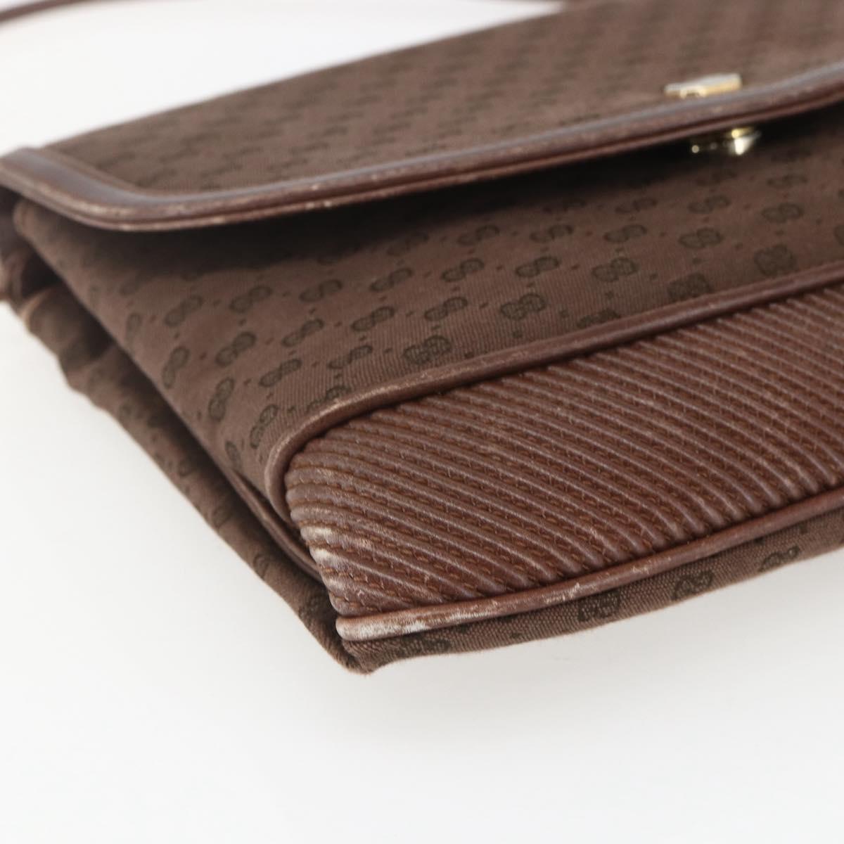 GUCCI Micro GG Canvas Shoulder Bag Brown Gold Auth 156939