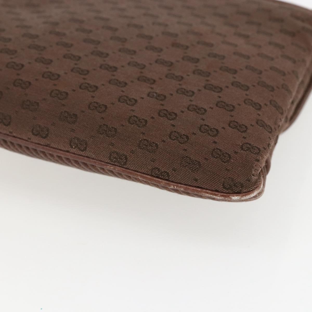 GUCCI Micro GG Canvas Shoulder Bag Brown Gold Auth 156939