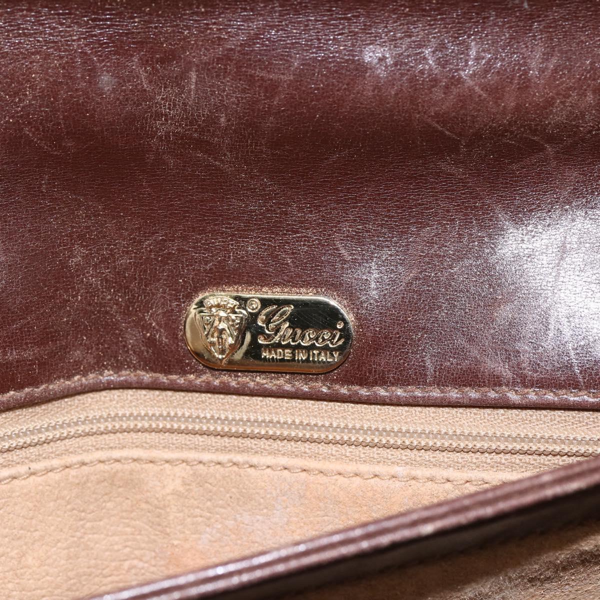 GUCCI Micro GG Canvas Shoulder Bag Brown Gold Auth 156939