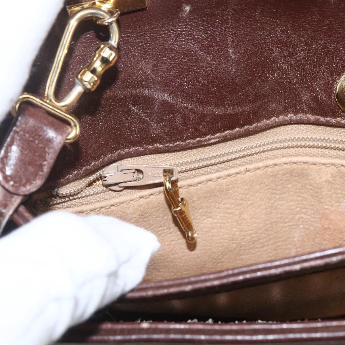 GUCCI Micro GG Canvas Shoulder Bag Brown Gold Auth 156939