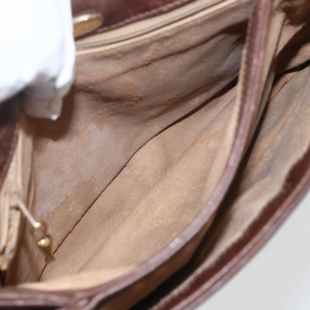 GUCCI Micro GG Canvas Shoulder Bag Brown Gold Auth 156939