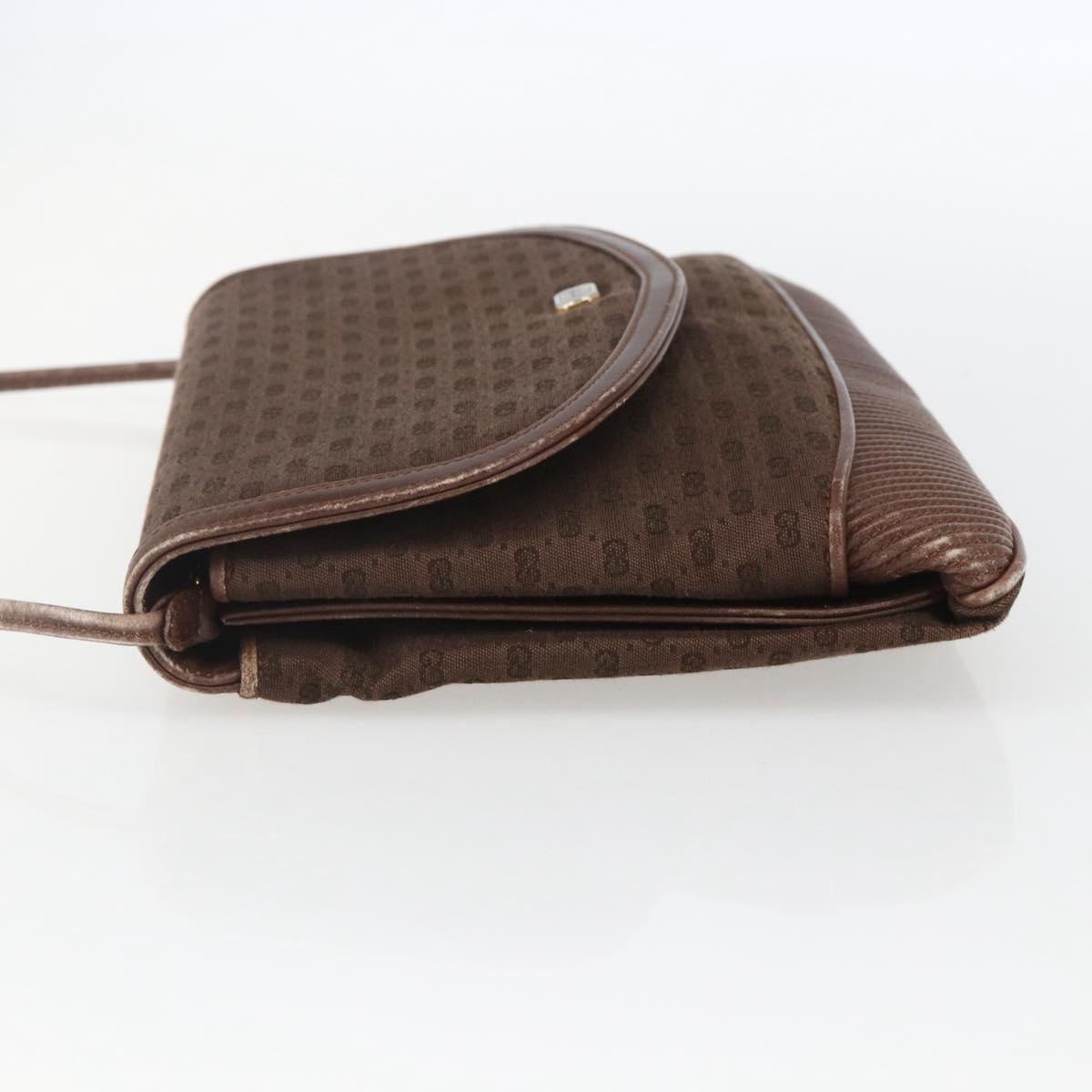 GUCCI Micro GG Canvas Shoulder Bag Brown Gold Auth 156939
