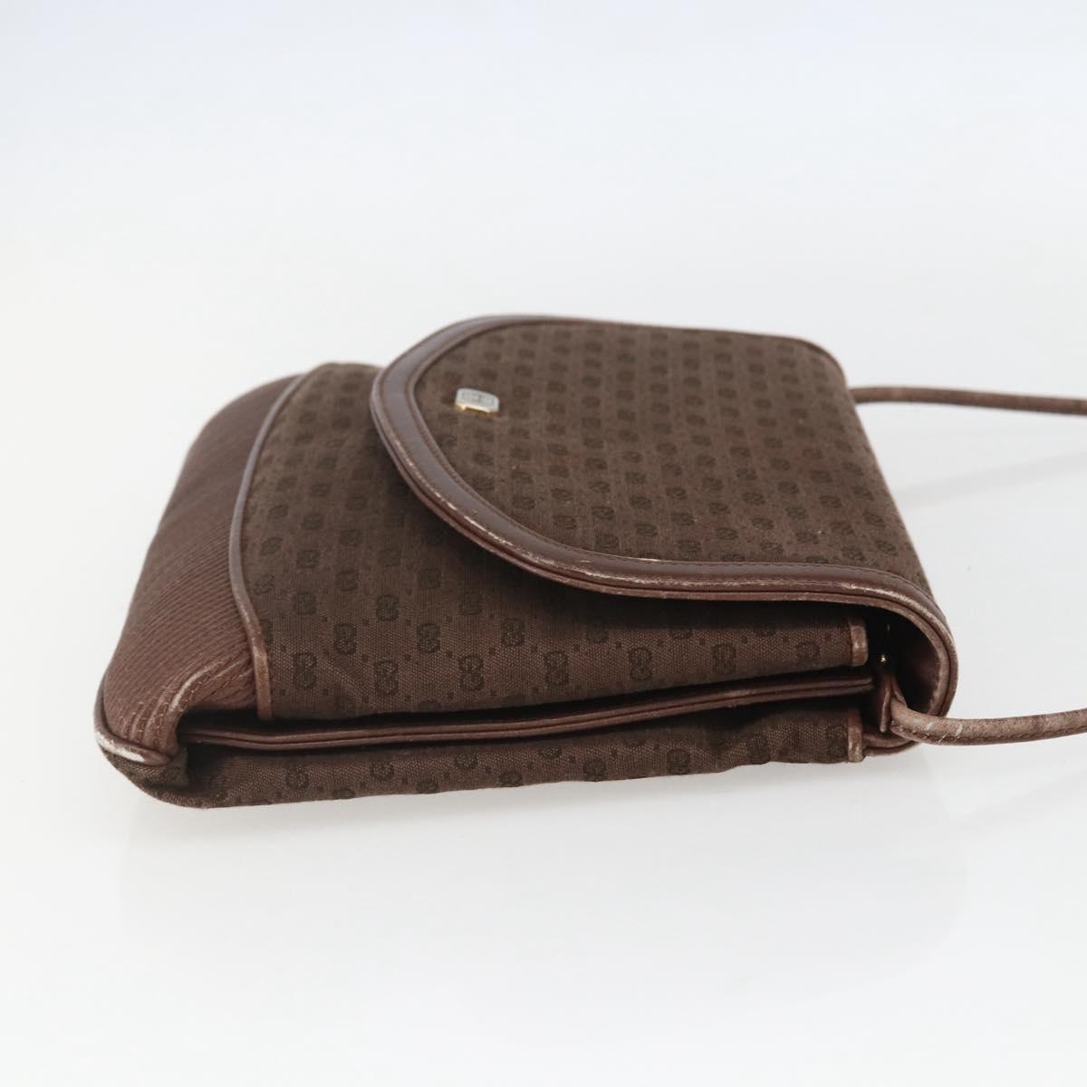 GUCCI Micro GG Canvas Shoulder Bag Brown Gold Auth 156939
