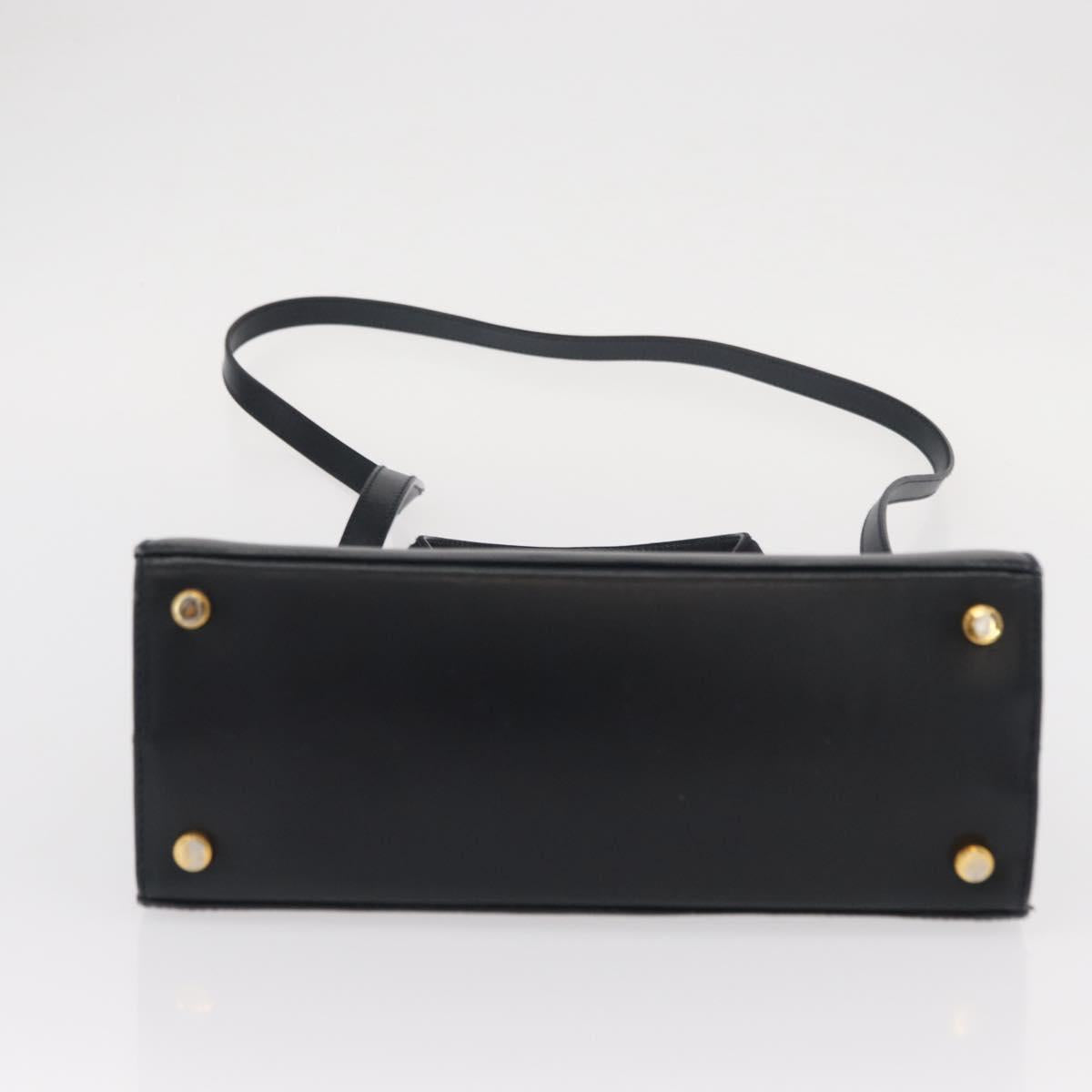 Salvatore Ferragamo Vala Hand Bag Leather 2way Navy Gold Auth 156941