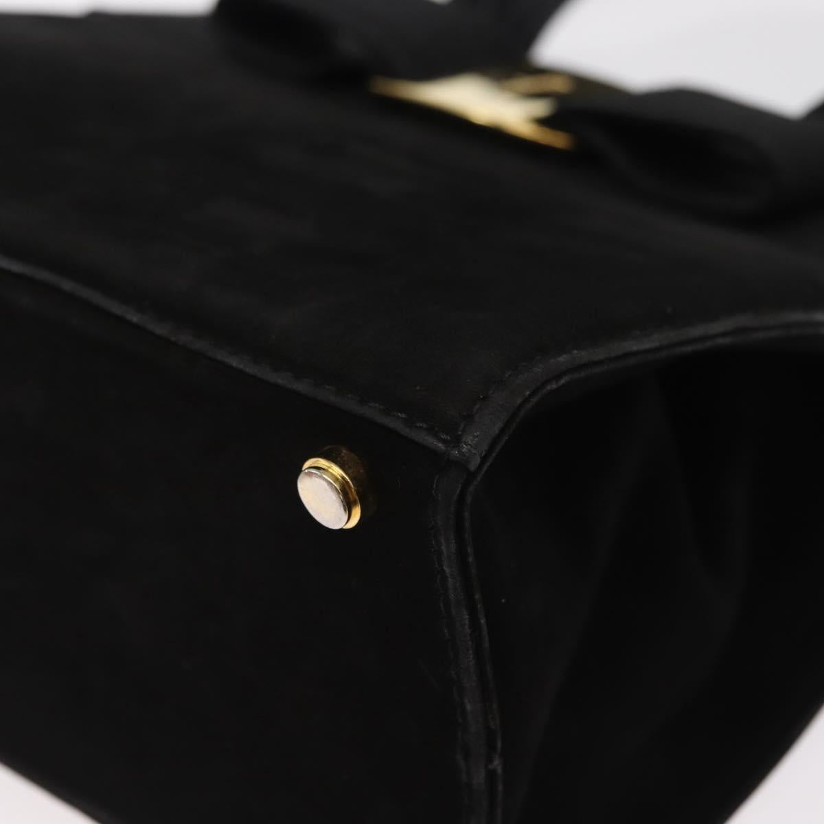 Salvatore Ferragamo Vala Hand Bag Suede 2way Black Gold Auth 156942