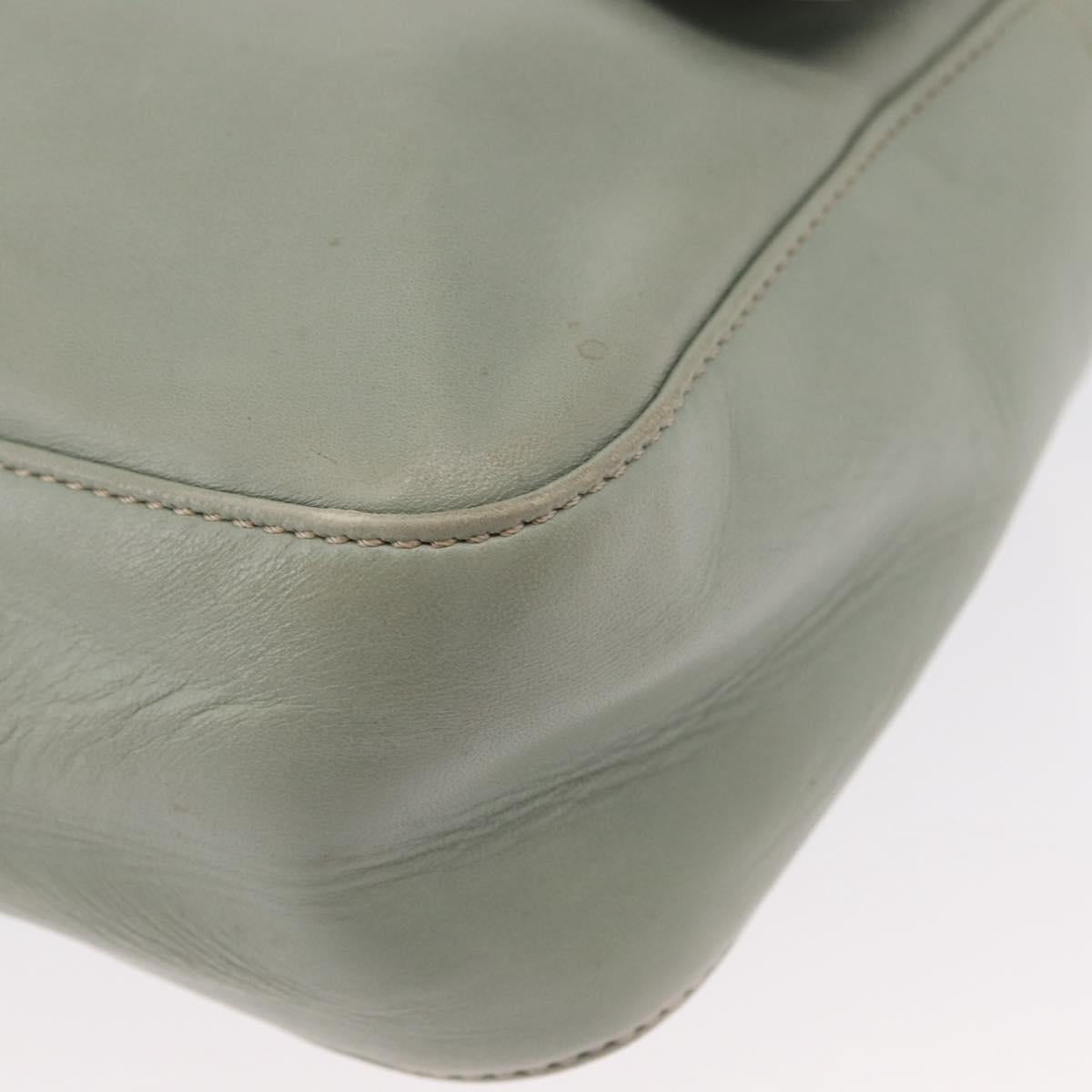 CELINE Circle Shoulder Bag Leather Gold Light green Auth 156943