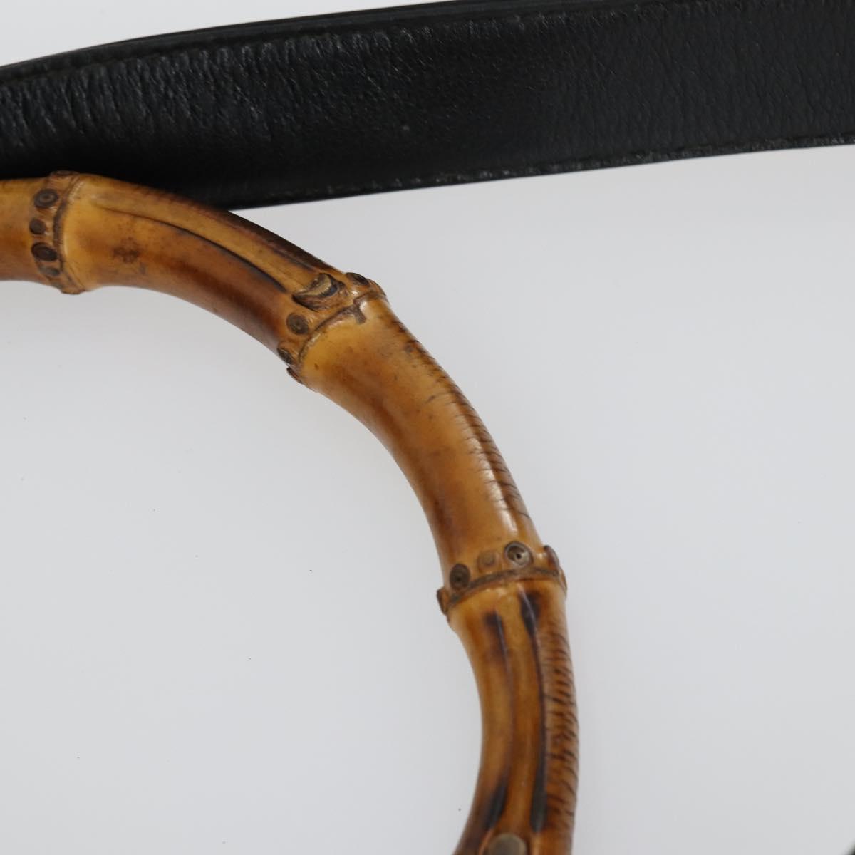 GUCCI Bamboo Hand Bag Leather 2way Black Gold 001 1638 2615 Auth 156944