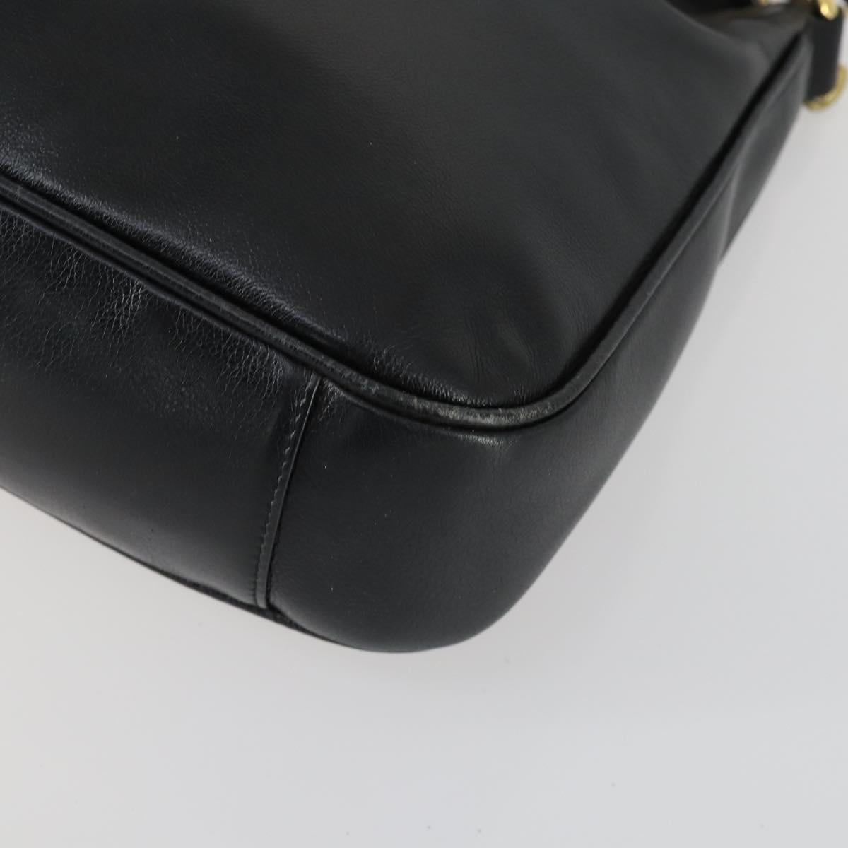 GUCCI Bamboo Hand Bag Leather 2way Black Gold 001 1638 2615 Auth 156944