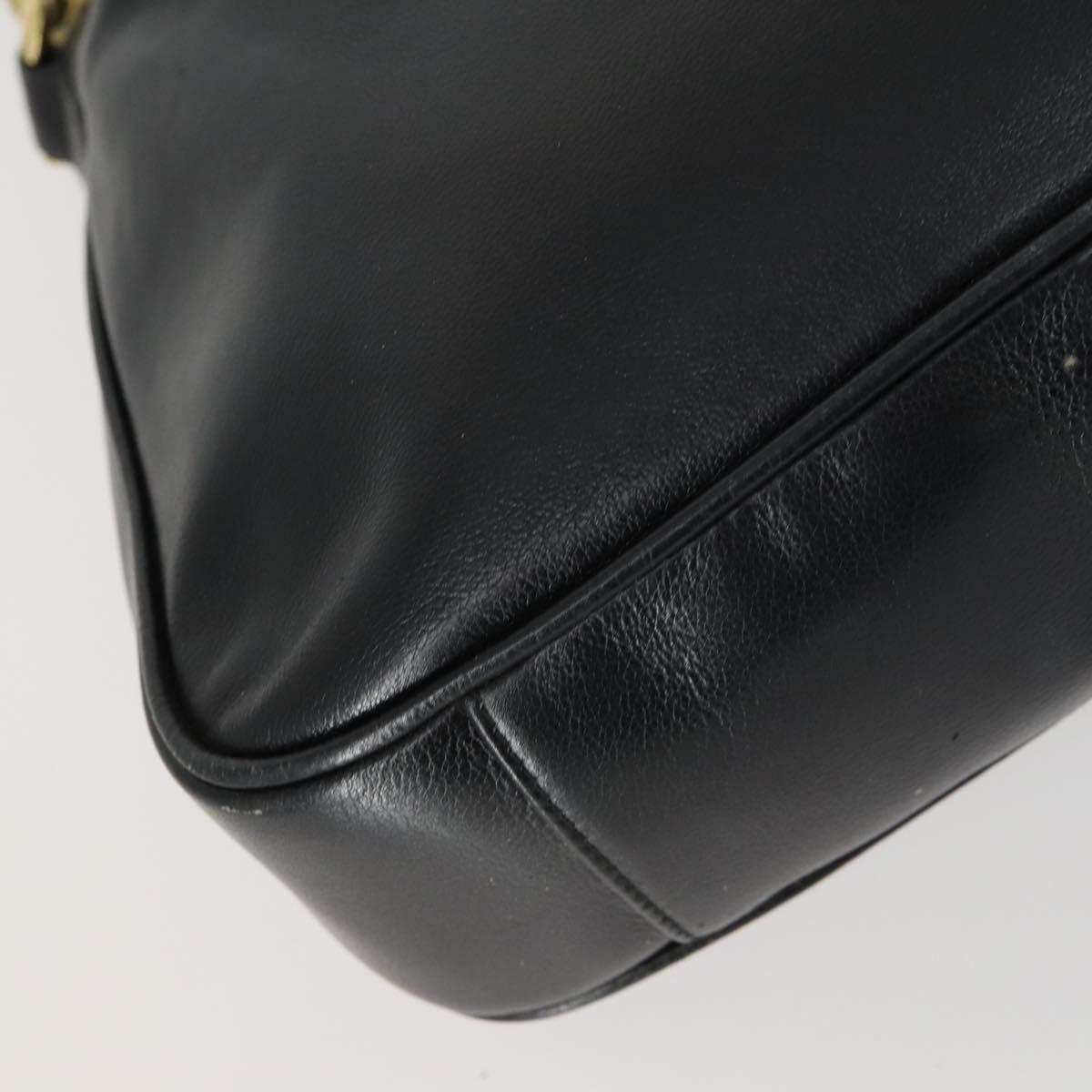 GUCCI Bamboo Hand Bag Leather 2way Black Gold 001 1638 2615 Auth 156944