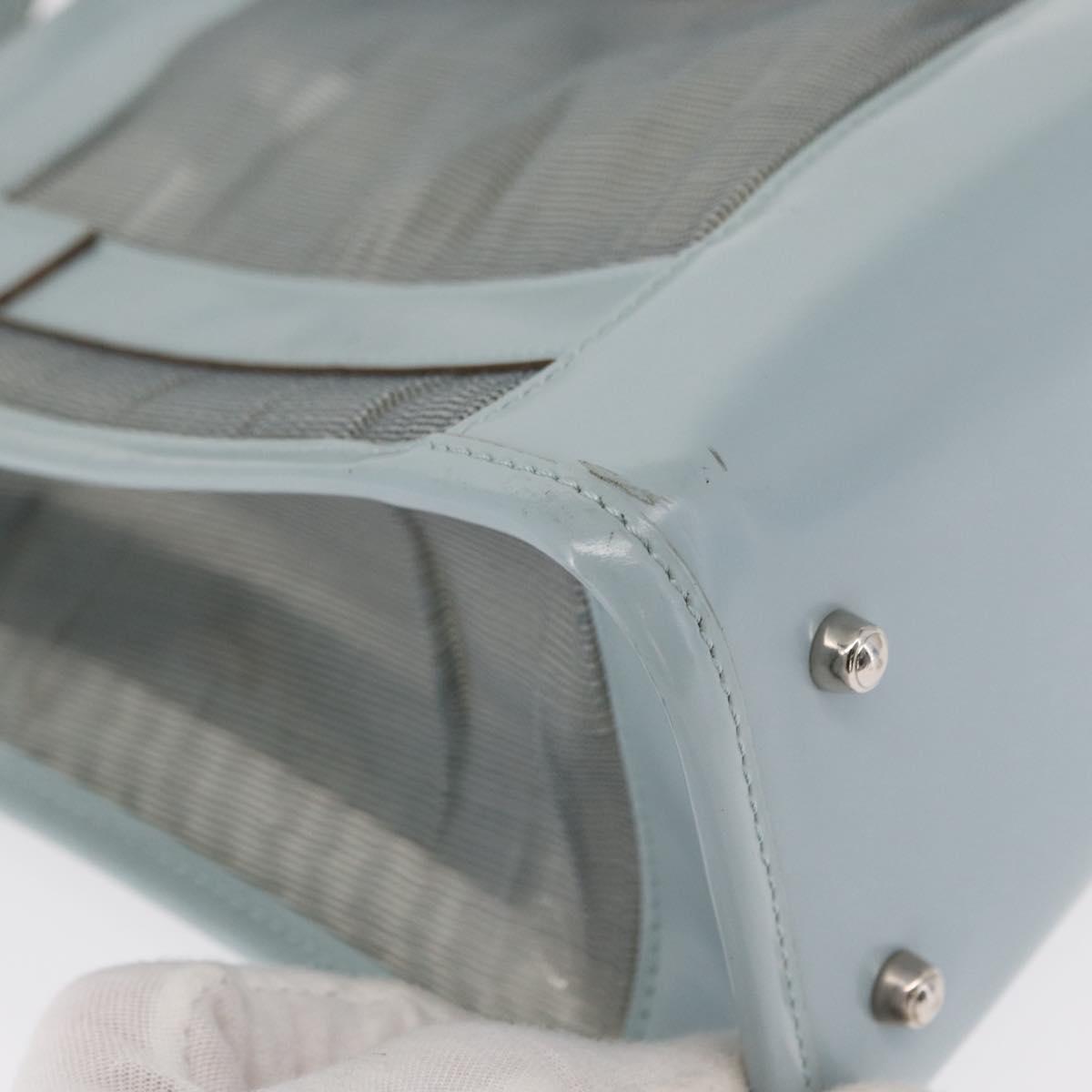 GUCCI Mesh Hand Bag Leather Light Blue 000 2058 0500 5 Auth 156946