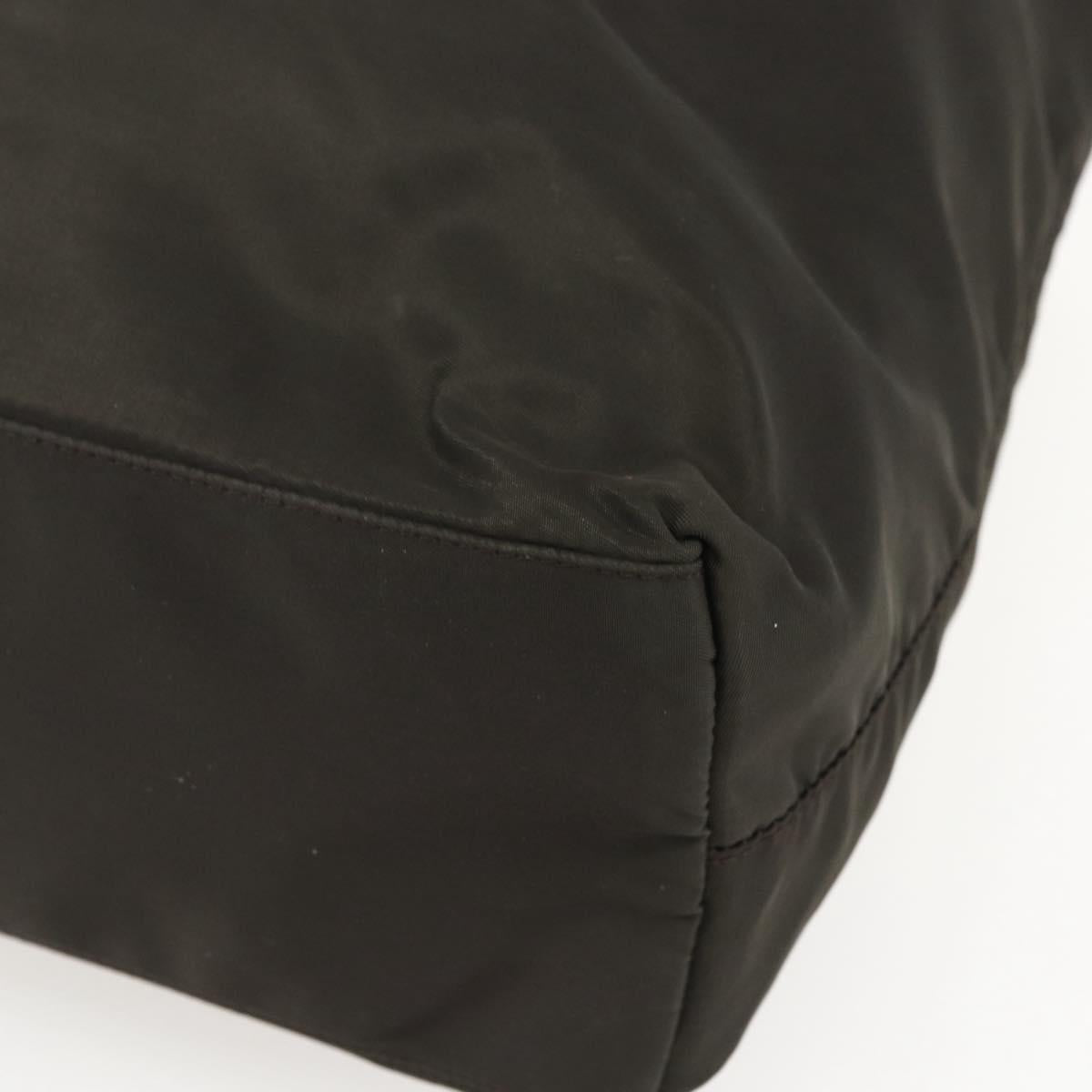 PRADA Tote Bag Nylon Khaki Silver Auth 156947