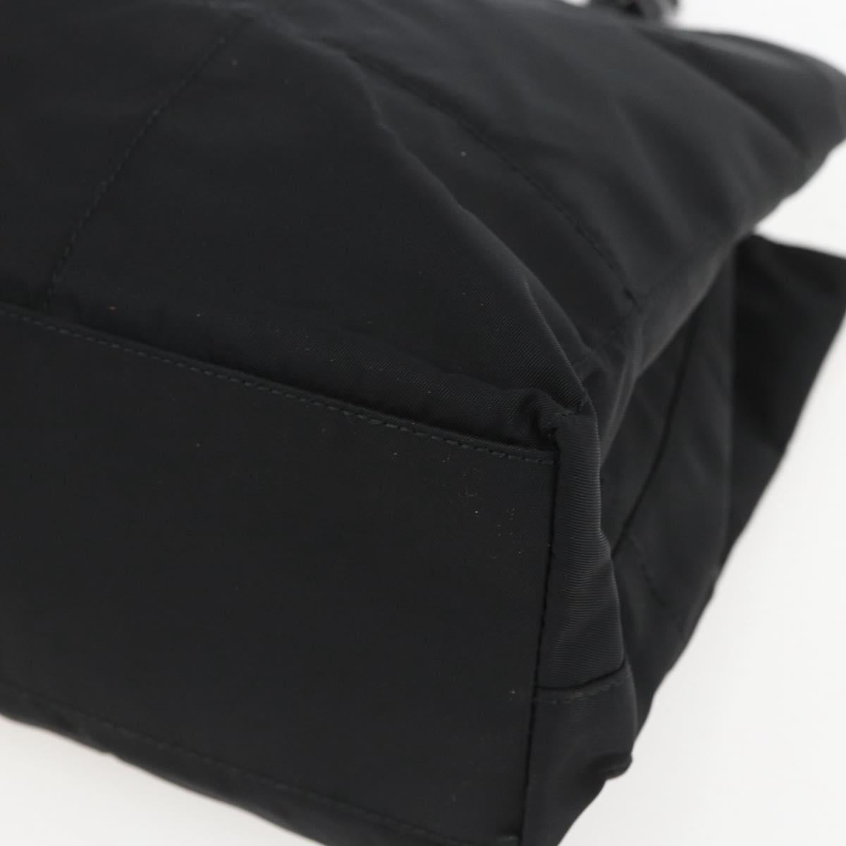 PRADA Shoulder Bag Nylon Black Silver Auth 156948