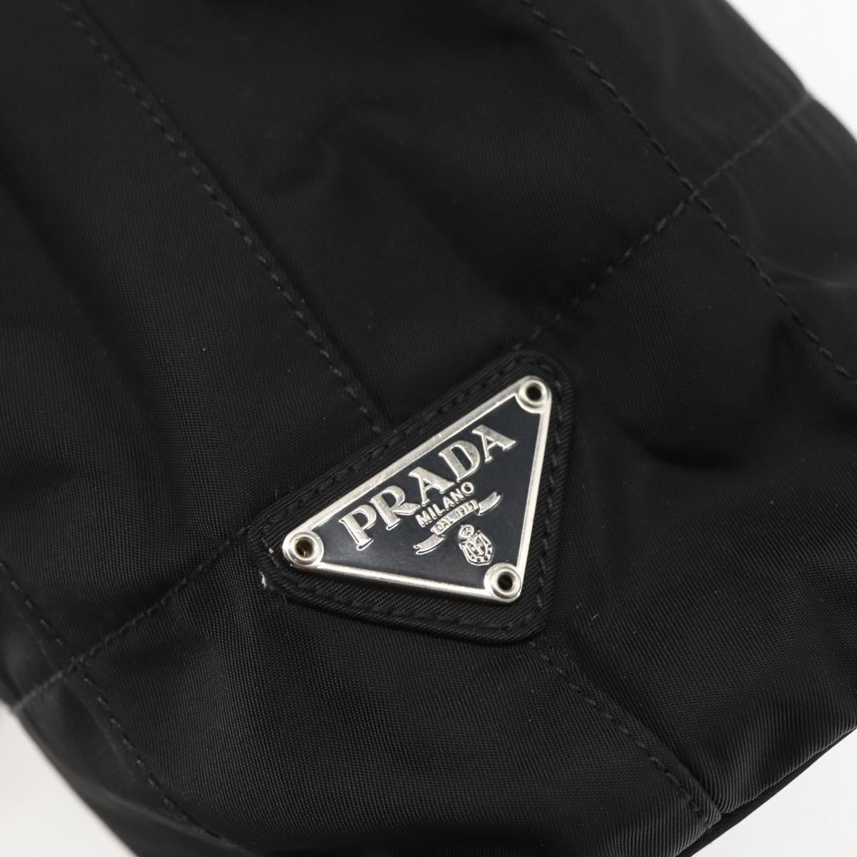 PRADA Shoulder Bag Nylon Black Silver Auth 156948