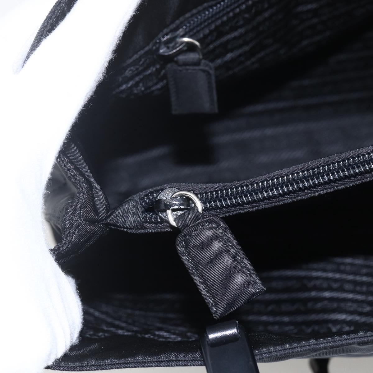 PRADA Shoulder Bag Nylon Black Silver Auth 156948