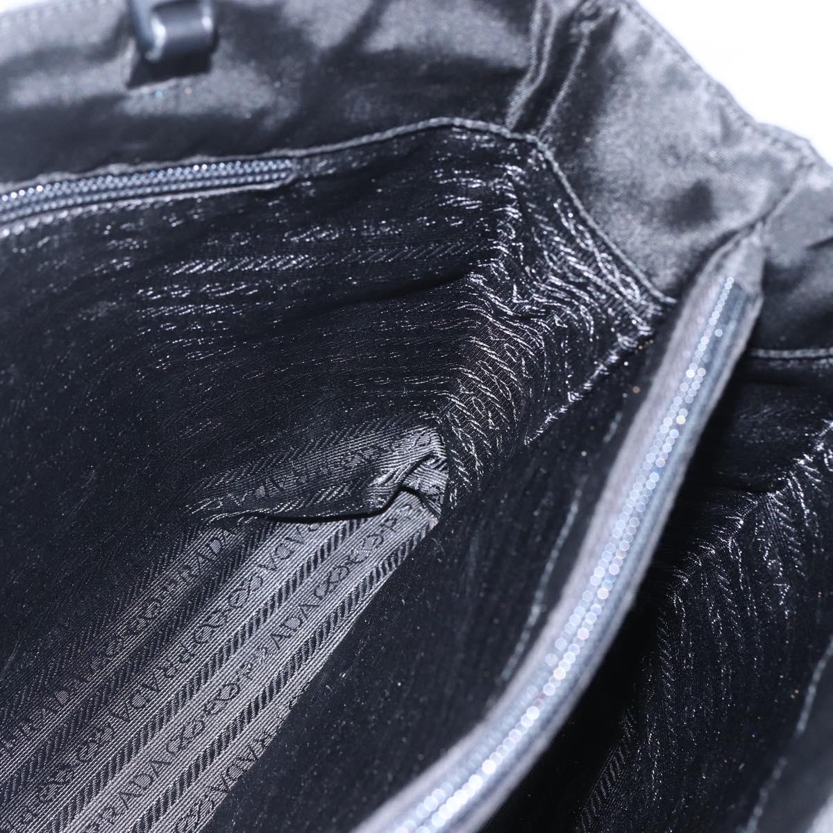 PRADA Shoulder Bag Nylon Black Silver Auth 156948