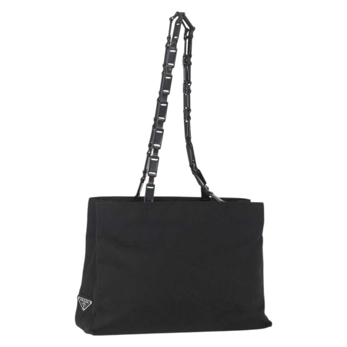 PRADA Shoulder Bag Nylon Black Silver Auth 156948