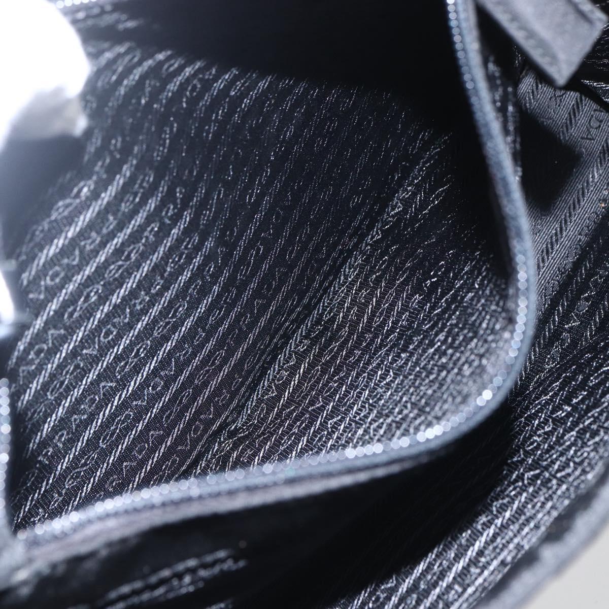 PRADA Shoulder Bag Nylon Black Silver Auth 156948