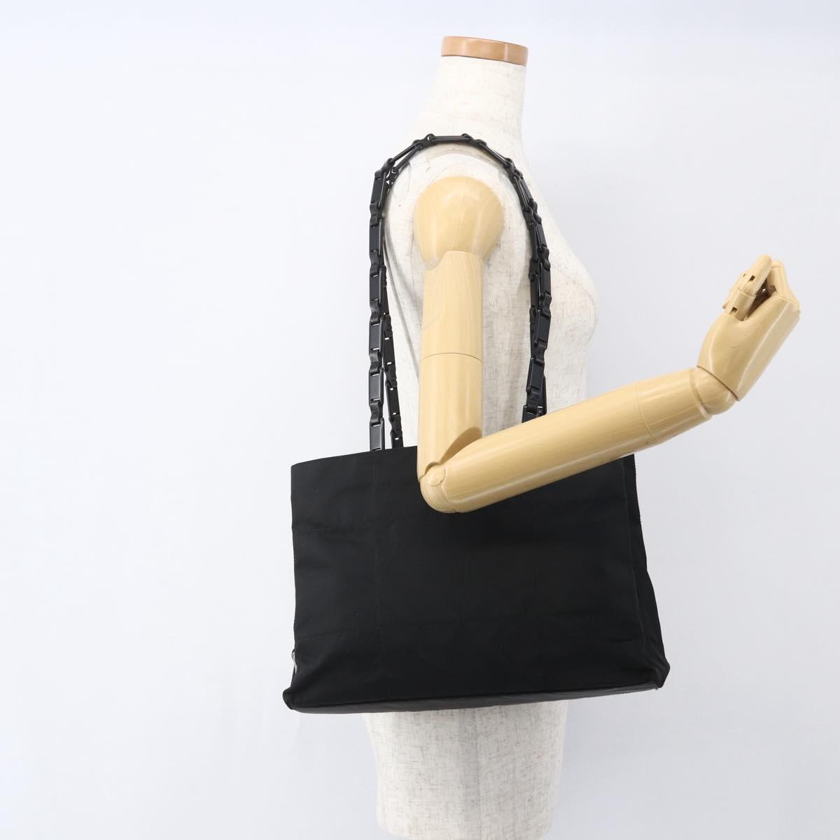 PRADA Shoulder Bag Nylon Black Silver Auth 156948